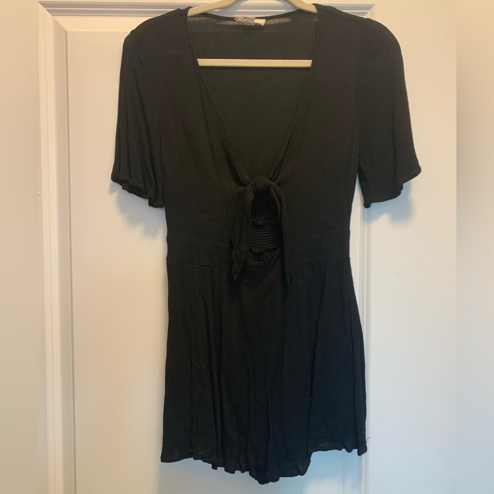 Black Tie-Front Romper
